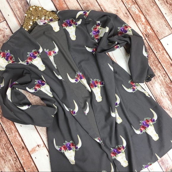 Bull Cow Skull Kimono Cardigan | Poshmark
